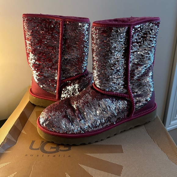 UGG Shoes - PINK/SILVER SEQUIN AUTHENTIC UGG BOOTS / SZ 10